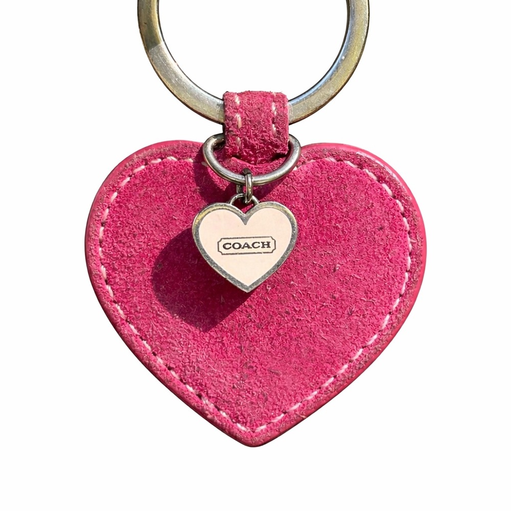 Coach Y2k Heart Suede Bag Charm/Keychain